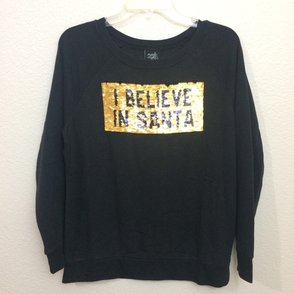 Made Right “I Believe in Santa/Pizza” Sweatshirt Christmas - Picture 2 of 8